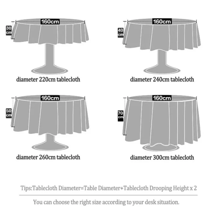 Kích thước khăn trải bàn tròn tiệc cưới