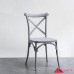 Ghế Crossback nhựa đúc màu ghi