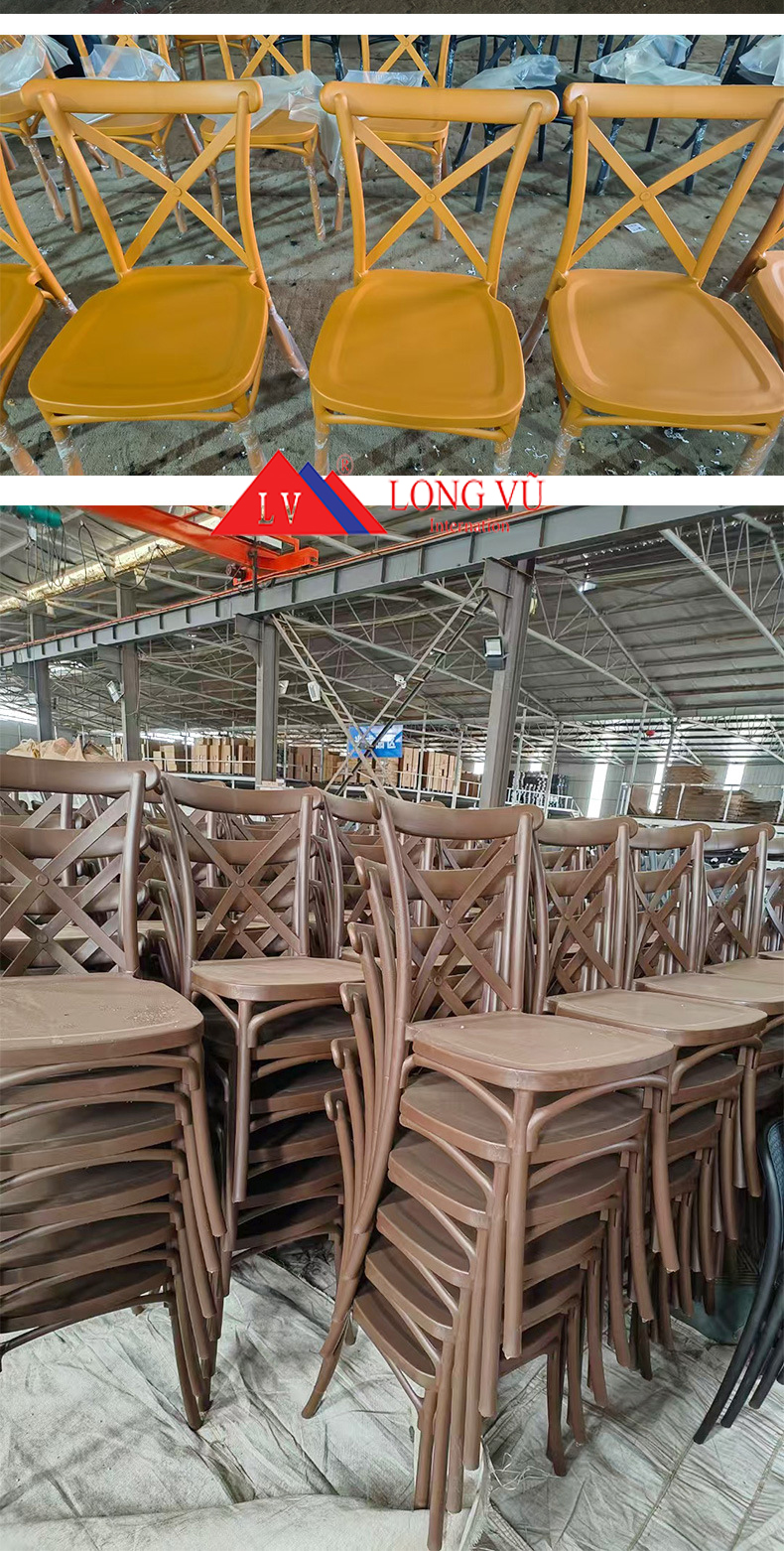 Ghế Crossback nhựa đúc màu nâu