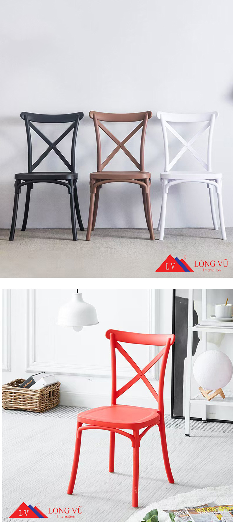 Ghế nhựa đám cưới lưng đan chéo